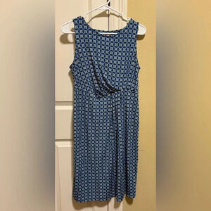 Motherhood Maternity Sleeveless Blue Green White Geometric Pattern Dress Sz M